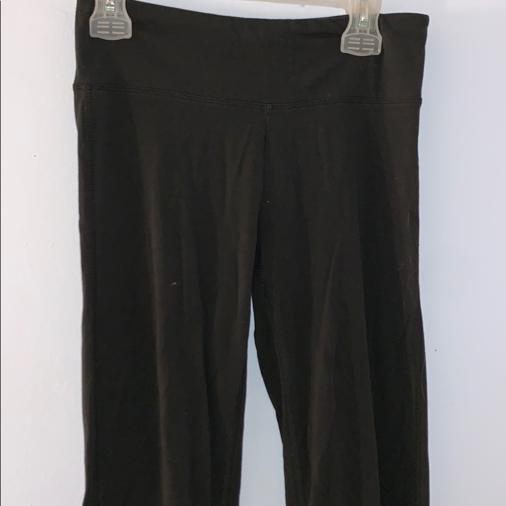 Black leggings with mesh cut out at the bottom